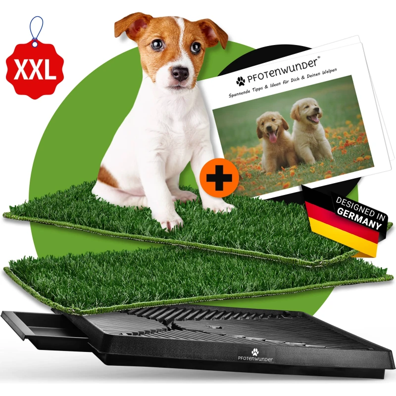 pfotenwunder-hundeklo-xxl-76-51cm-2-easy-wash-rasen-1-buechlein